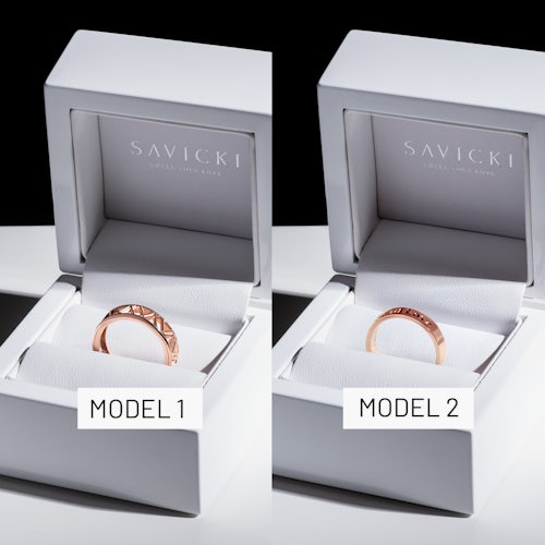 Obrączki partnerskie Sign of Love®: różowe złoto, płaska 5,5mm i płaska 4mm